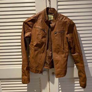 Brown fake leather jacket